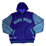 Load image into Gallery viewer, Sharks &amp; Whales Monogram Hooded Varsity Jacket
