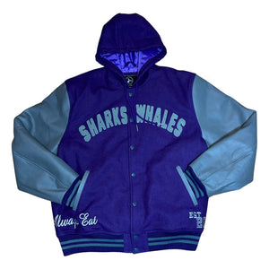 Sharks & Whales Monogram Hooded Varsity Jacket